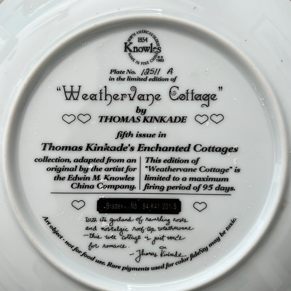 Weathervane Cottage Thomas Kinkade Plate - Picture 4 of 5